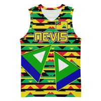 Nevis in Saint Kitts and Nevis Basketball Jersey Geometric Pattern and Coat of Arms - Wonder Print Shop