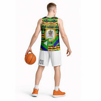 Nevis in Saint Kitts and Nevis Basketball Jersey Geometric Pattern and Coat of Arms - Wonder Print Shop