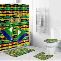 Nevis in Saint Kitts and Nevis Bathroom Set Geometric Pattern and Coat of Arms - Wonder Print Shop