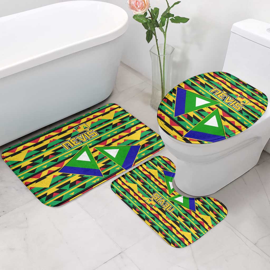 Nevis in Saint Kitts and Nevis Bathroom Set Geometric Pattern and Coat of Arms - Wonder Print Shop