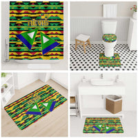 Nevis in Saint Kitts and Nevis Bathroom Set Geometric Pattern and Coat of Arms - Wonder Print Shop