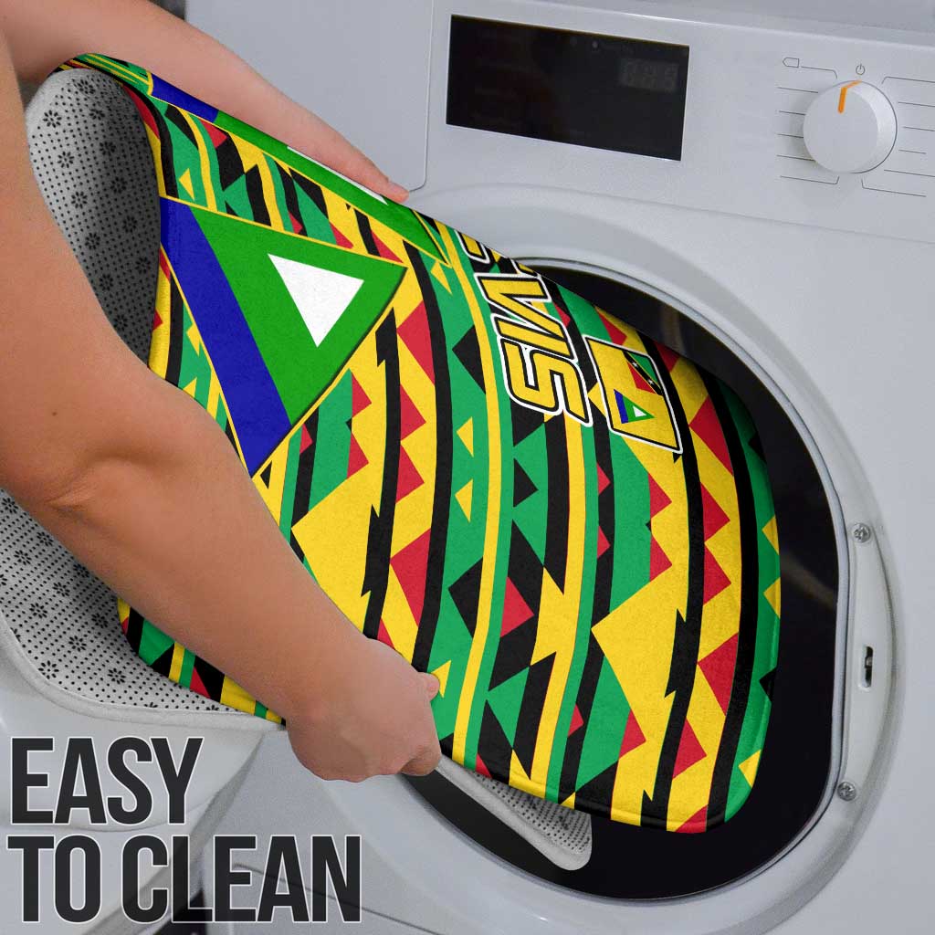 Nevis in Saint Kitts and Nevis Bathroom Set Geometric Pattern and Coat of Arms - Wonder Print Shop