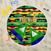 Nevis in Saint Kitts and Nevis Beach Blanket Geometric Pattern and Coat of Arms - Wonder Print Shop