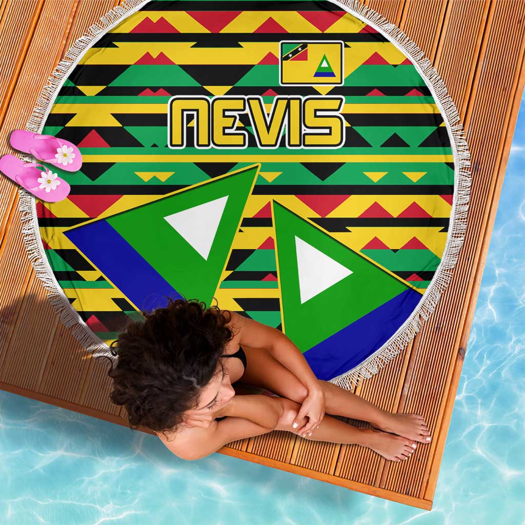 Nevis in Saint Kitts and Nevis Beach Blanket Geometric Pattern and Coat of Arms - Wonder Print Shop