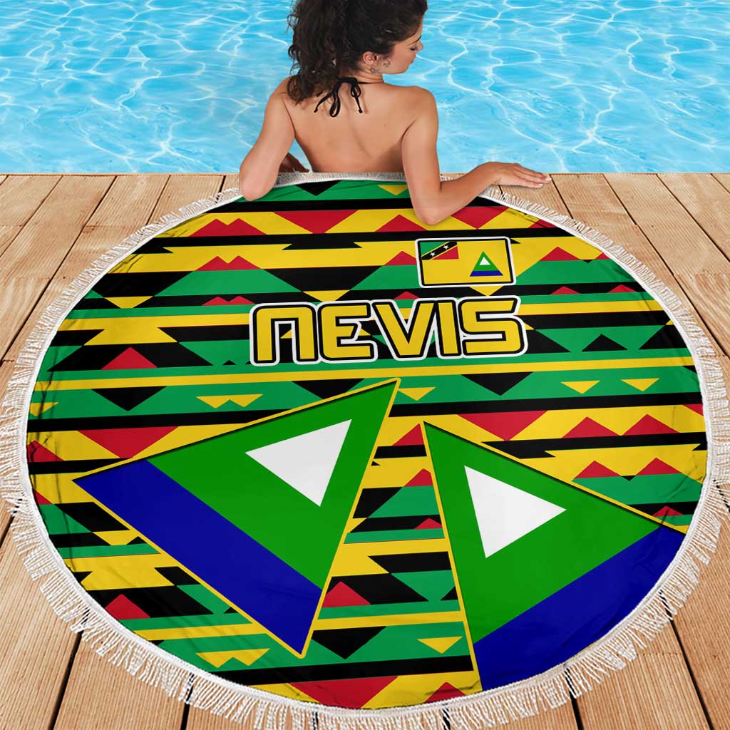 Nevis in Saint Kitts and Nevis Beach Blanket Geometric Pattern and Coat of Arms - Wonder Print Shop