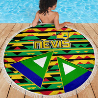 Nevis in Saint Kitts and Nevis Beach Blanket Geometric Pattern and Coat of Arms - Wonder Print Shop