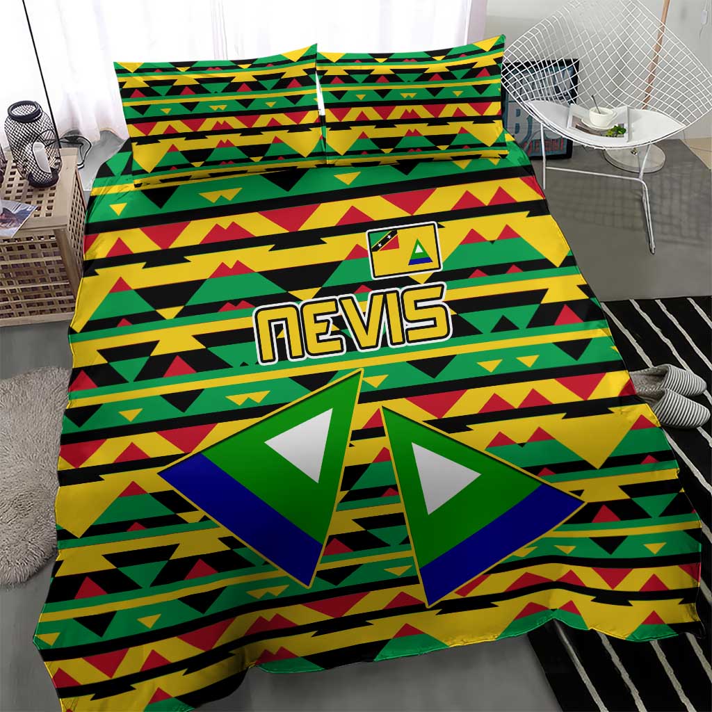 Nevis in Saint Kitts and Nevis Bedding Set Geometric Pattern and Coat of Arms - Wonder Print Shop