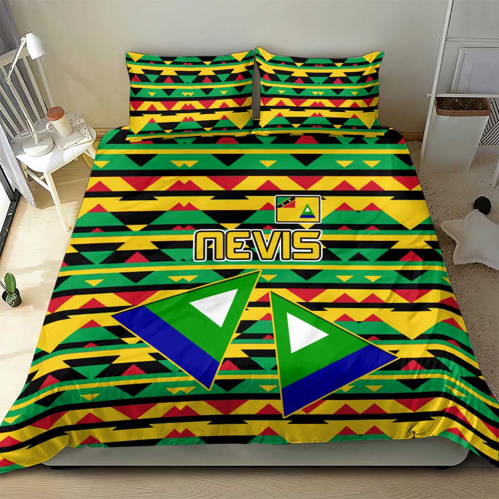 Nevis in Saint Kitts and Nevis Bedding Set Geometric Pattern and Coat of Arms - Wonder Print Shop