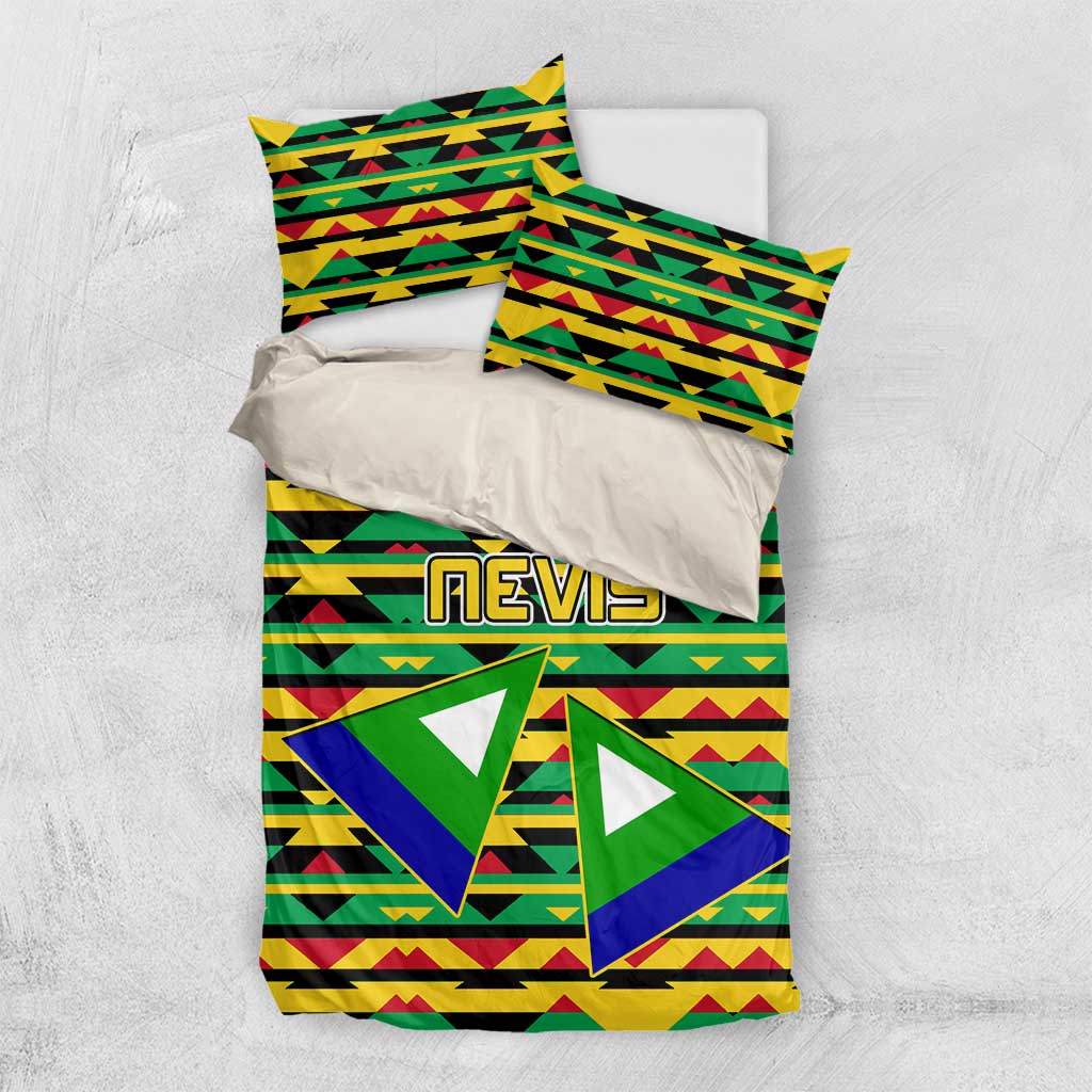 Nevis in Saint Kitts and Nevis Bedding Set Geometric Pattern and Coat of Arms - Wonder Print Shop