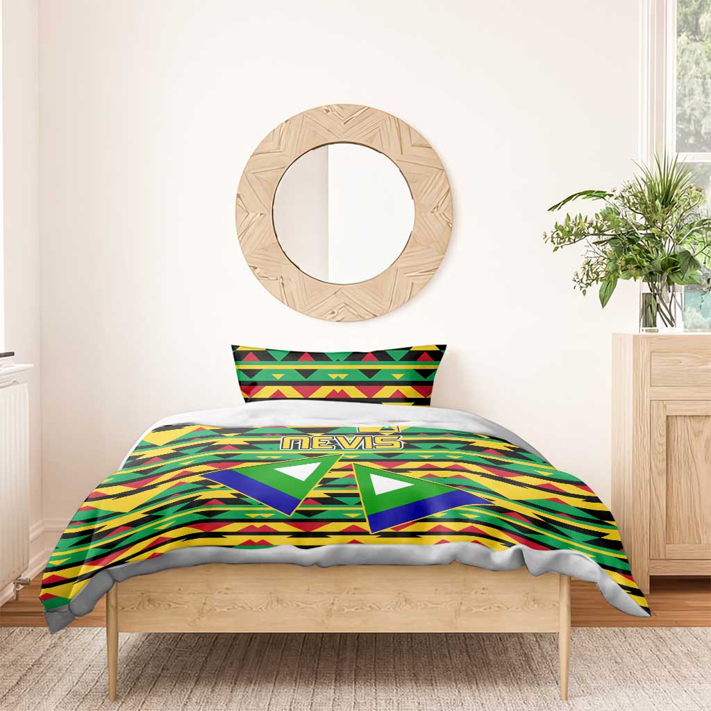 Nevis in Saint Kitts and Nevis Bedding Set Geometric Pattern and Coat of Arms - Wonder Print Shop