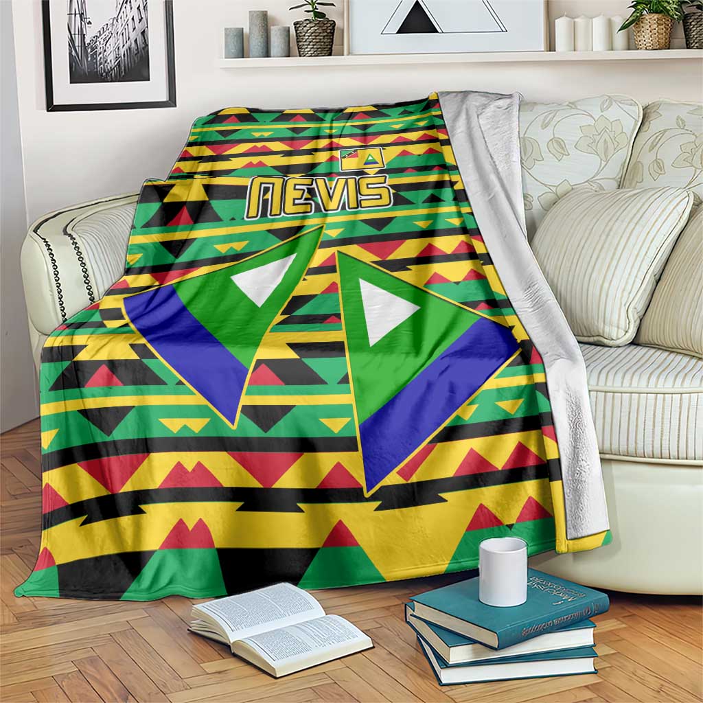 Nevis in Saint Kitts and Nevis Blanket Geometric Pattern and Coat of Arms - Wonder Print Shop