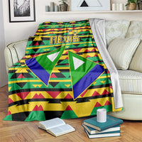 Nevis in Saint Kitts and Nevis Blanket Geometric Pattern and Coat of Arms - Wonder Print Shop