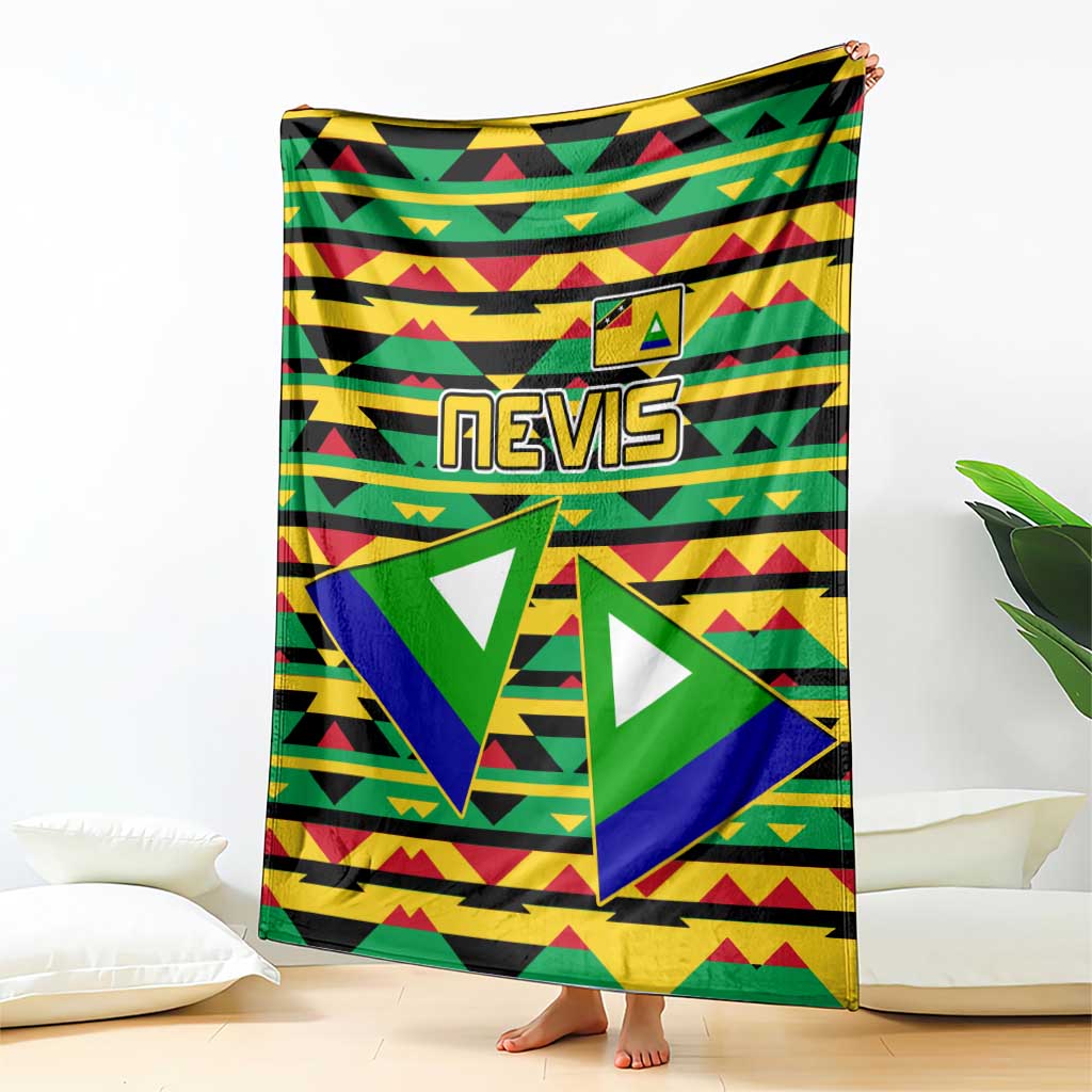 Nevis in Saint Kitts and Nevis Blanket Geometric Pattern and Coat of Arms - Wonder Print Shop