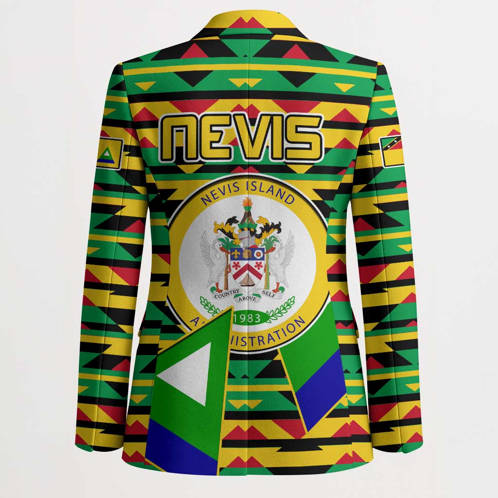 Nevis in Saint Kitts and Nevis Blazer Geometric Pattern and Coat of Arms - Wonder Print Shop