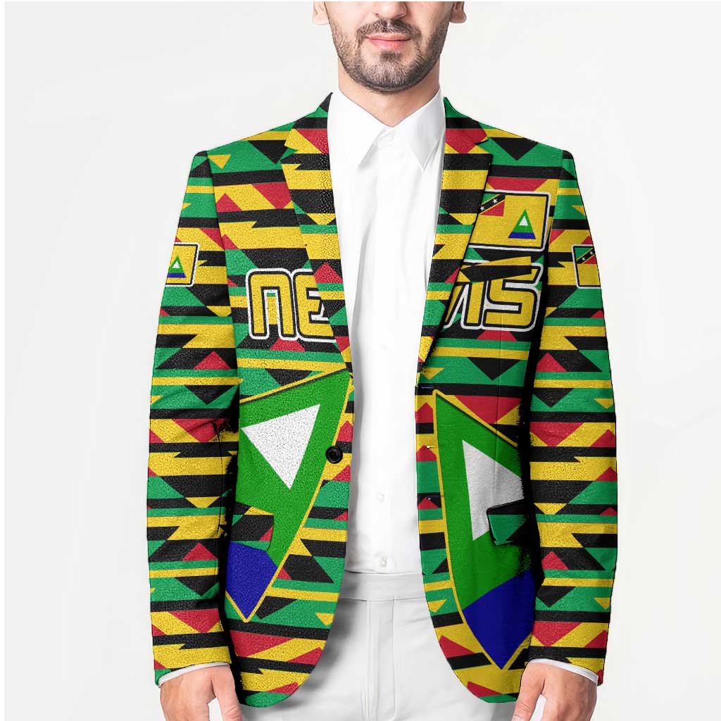 Nevis in Saint Kitts and Nevis Blazer Geometric Pattern and Coat of Arms - Wonder Print Shop