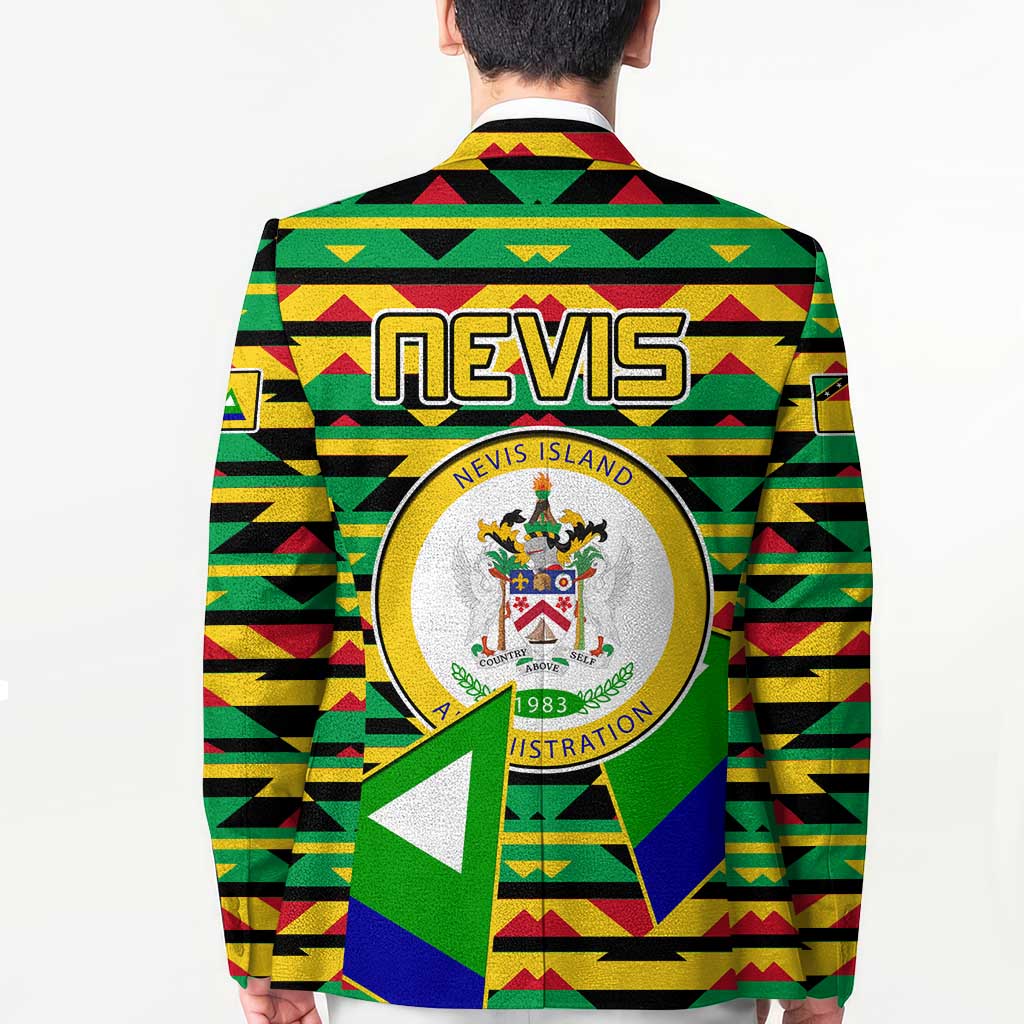 Nevis in Saint Kitts and Nevis Blazer Geometric Pattern and Coat of Arms - Wonder Print Shop