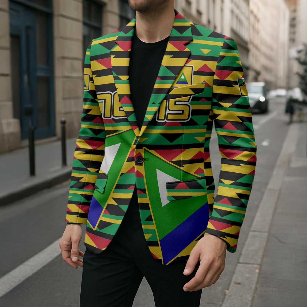 Nevis in Saint Kitts and Nevis Blazer Geometric Pattern and Coat of Arms - Wonder Print Shop
