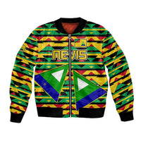 Nevis in Saint Kitts and Nevis Bomber Jacket Geometric Pattern and Coat of Arms - Wonder Print Shop
