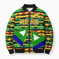 Nevis in Saint Kitts and Nevis Bomber Puffer Jacket Geometric Pattern and Coat of Arms - Wonder Print Shop