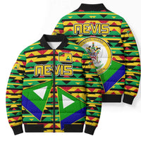 Nevis in Saint Kitts and Nevis Bomber Puffer Jacket Geometric Pattern and Coat of Arms - Wonder Print Shop