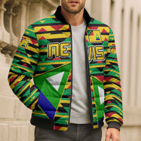 Nevis in Saint Kitts and Nevis Bomber Puffer Jacket Geometric Pattern and Coat of Arms - Wonder Print Shop
