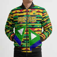 Nevis in Saint Kitts and Nevis Bomber Puffer Jacket Geometric Pattern and Coat of Arms - Wonder Print Shop