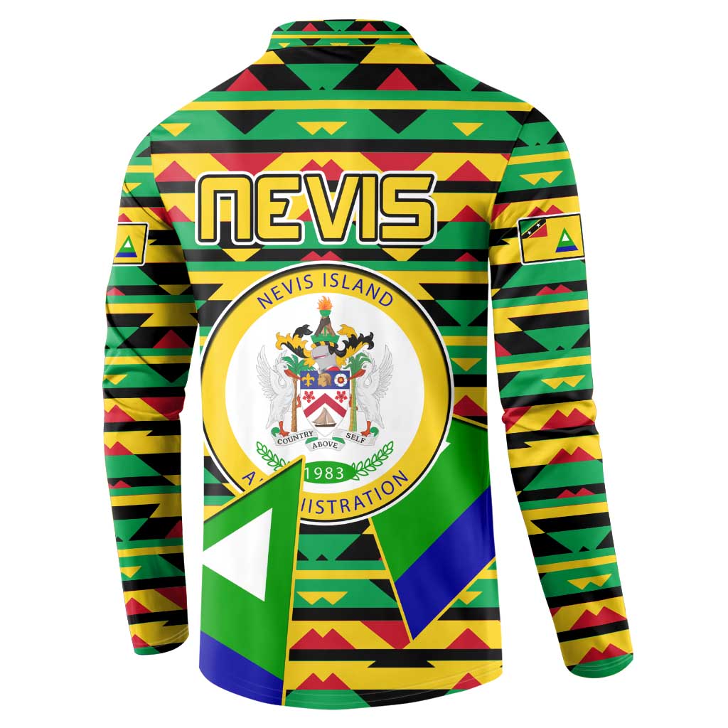 Nevis in Saint Kitts and Nevis Button Sweatshirt Geometric Pattern and Coat of Arms - Wonder Print Shop