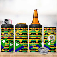 Nevis in Saint Kitts and Nevis 4 in 1 Can Cooler Tumbler Geometric Pattern and Coat of Arms - Wonder Print Shop