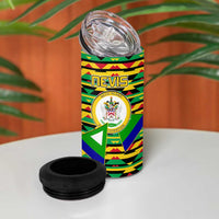 Nevis in Saint Kitts and Nevis 4 in 1 Can Cooler Tumbler Geometric Pattern and Coat of Arms - Wonder Print Shop