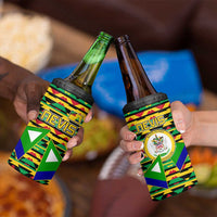 Nevis in Saint Kitts and Nevis 4 in 1 Can Cooler Tumbler Geometric Pattern and Coat of Arms - Wonder Print Shop