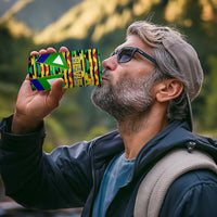 Nevis in Saint Kitts and Nevis 4 in 1 Can Cooler Tumbler Geometric Pattern and Coat of Arms - Wonder Print Shop