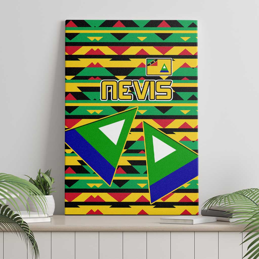 Nevis in Saint Kitts and Nevis Canvas Wall Art Geometric Pattern and Coat of Arms - Wonder Print Shop