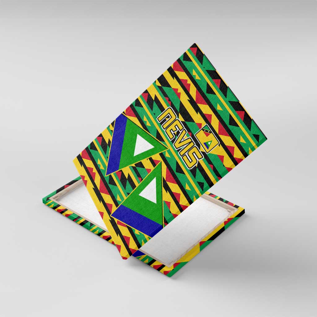 Nevis in Saint Kitts and Nevis Canvas Wall Art Geometric Pattern and Coat of Arms - Wonder Print Shop