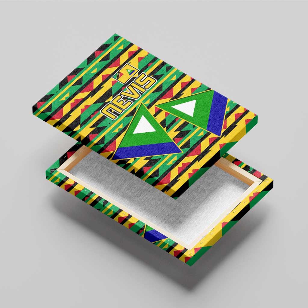 Nevis in Saint Kitts and Nevis Canvas Wall Art Geometric Pattern and Coat of Arms - Wonder Print Shop
