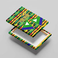 Nevis in Saint Kitts and Nevis Canvas Wall Art Geometric Pattern and Coat of Arms - Wonder Print Shop