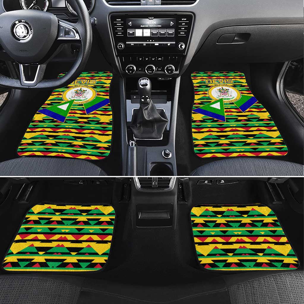 Nevis in Saint Kitts and Nevis Car Mats Geometric Pattern and Coat of Arms - Wonder Print Shop