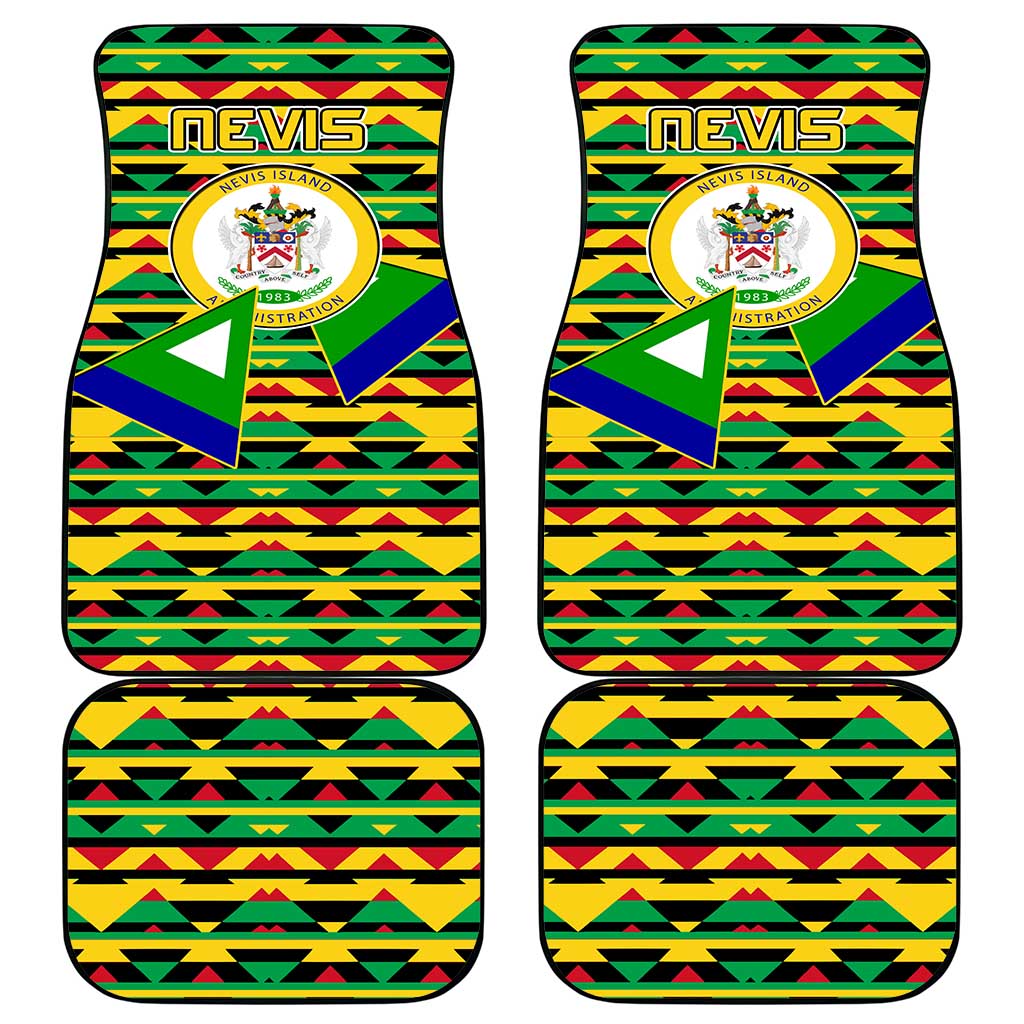 Nevis in Saint Kitts and Nevis Car Mats Geometric Pattern and Coat of Arms - Wonder Print Shop