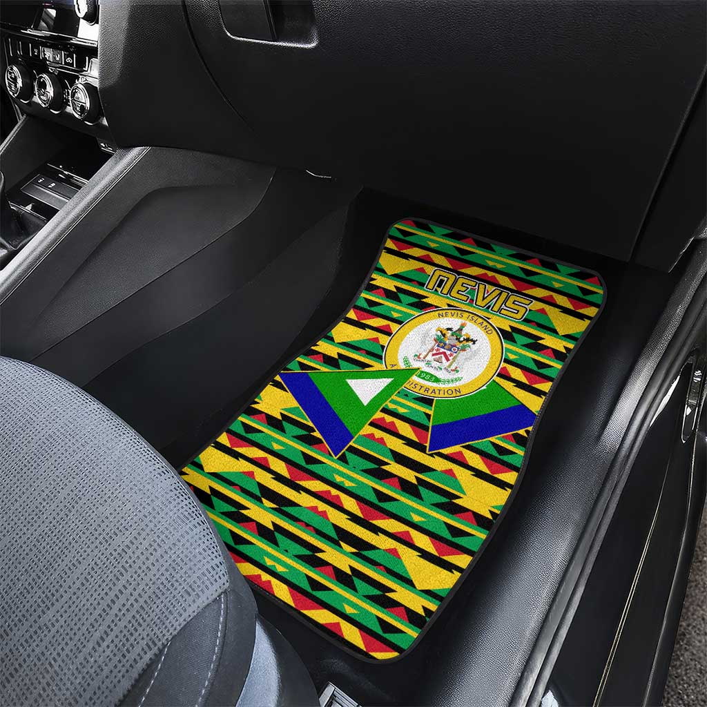 Nevis in Saint Kitts and Nevis Car Mats Geometric Pattern and Coat of Arms - Wonder Print Shop