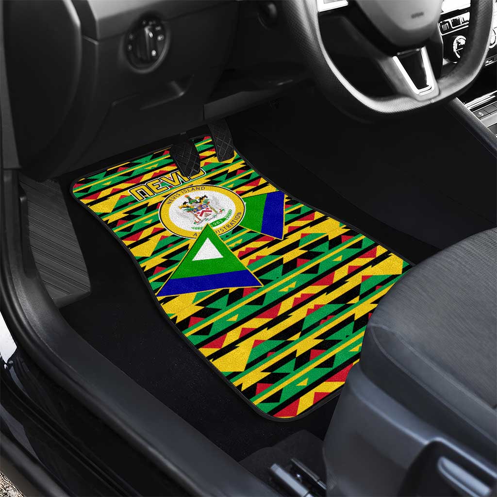 Nevis in Saint Kitts and Nevis Car Mats Geometric Pattern and Coat of Arms - Wonder Print Shop