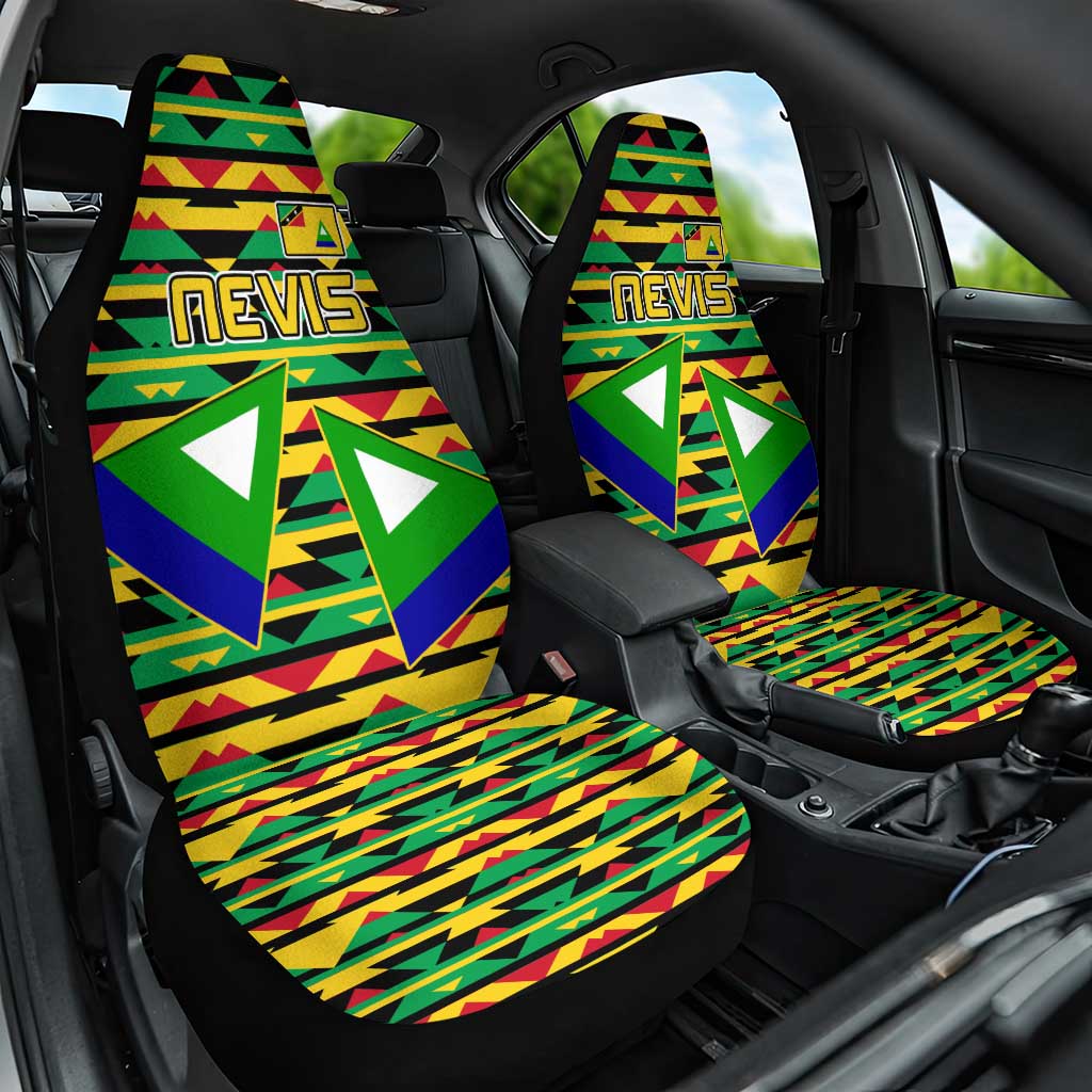 Nevis in Saint Kitts and Nevis Car Seat Cover Geometric Pattern and Coat of Arms - Wonder Print Shop