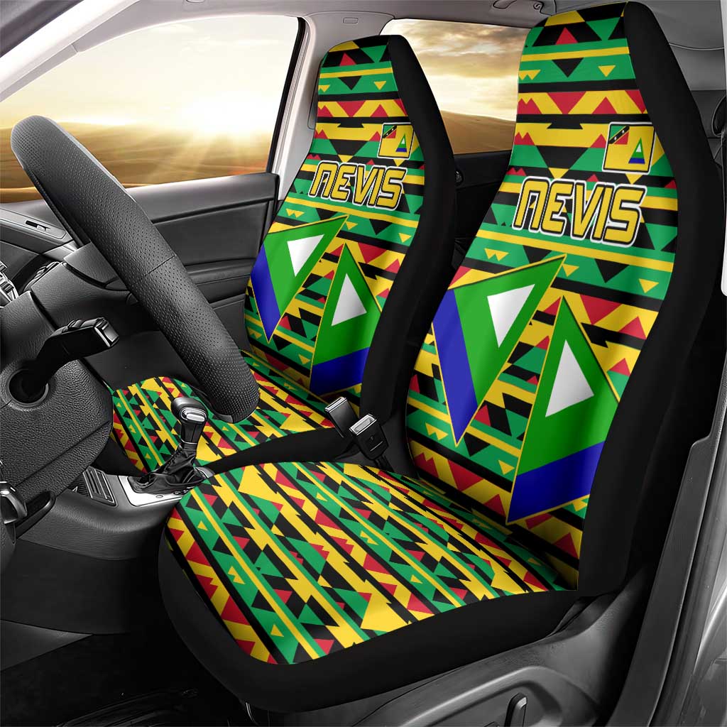 Nevis in Saint Kitts and Nevis Car Seat Cover Geometric Pattern and Coat of Arms - Wonder Print Shop