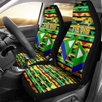 Nevis in Saint Kitts and Nevis Car Seat Cover Geometric Pattern and Coat of Arms - Wonder Print Shop