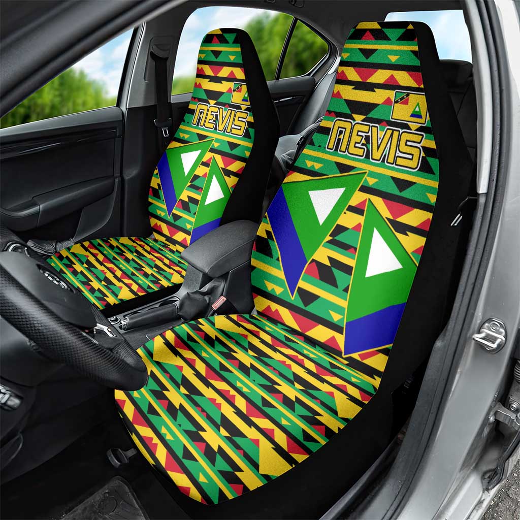 Nevis in Saint Kitts and Nevis Car Seat Cover Geometric Pattern and Coat of Arms - Wonder Print Shop