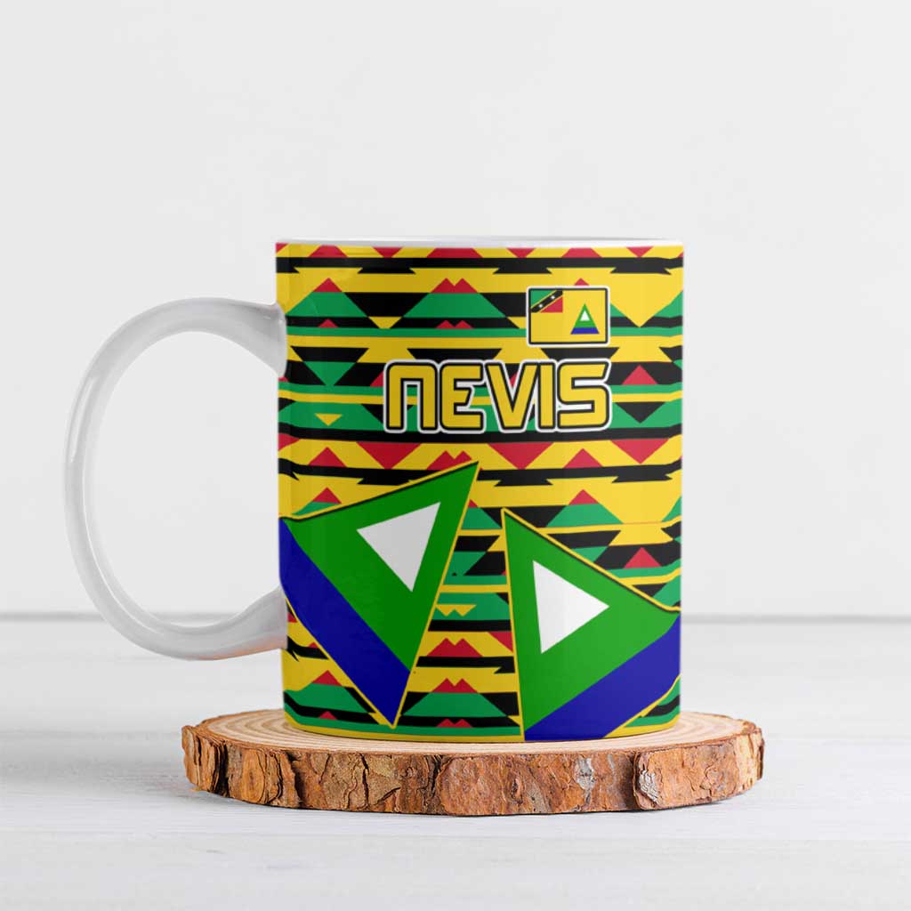 Nevis in Saint Kitts and Nevis Ceramic Mug Geometric Pattern and Coat of Arms - Wonder Print Shop