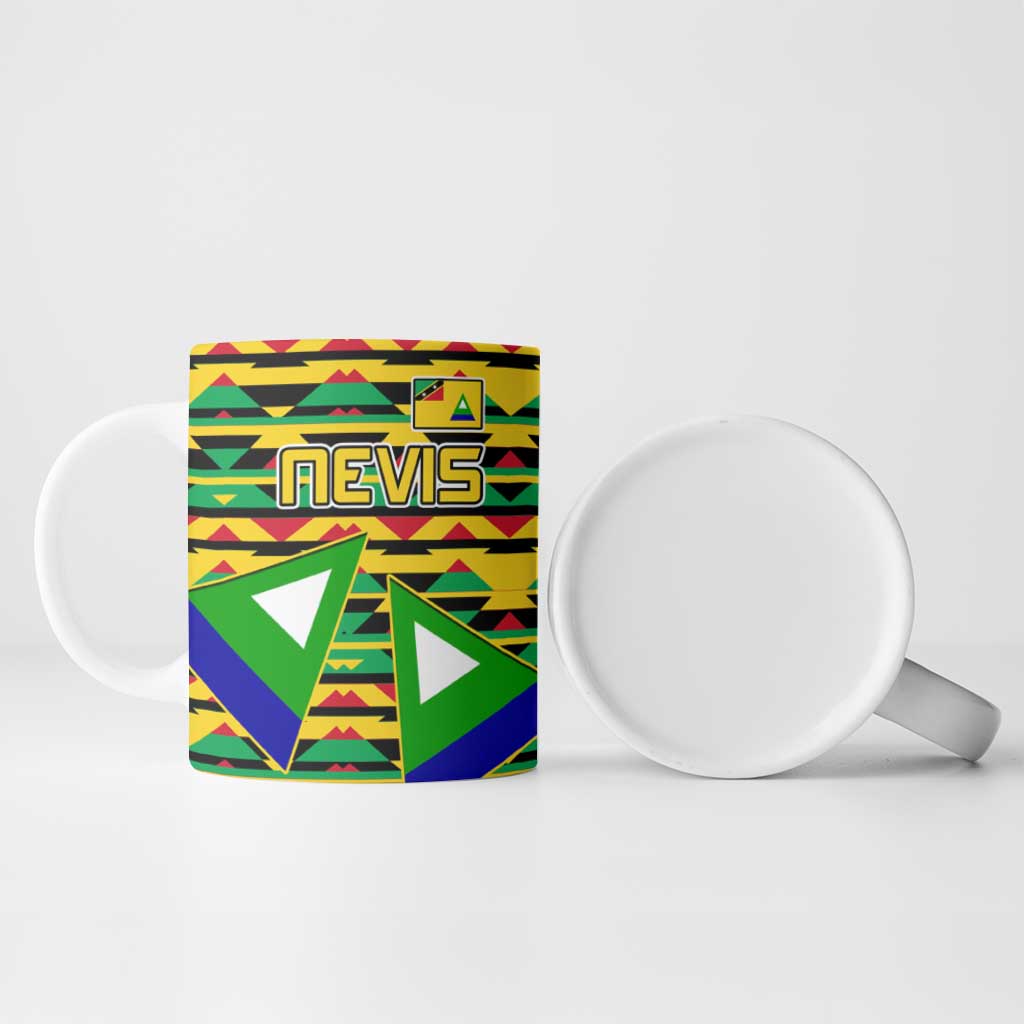 Nevis in Saint Kitts and Nevis Ceramic Mug Geometric Pattern and Coat of Arms - Wonder Print Shop