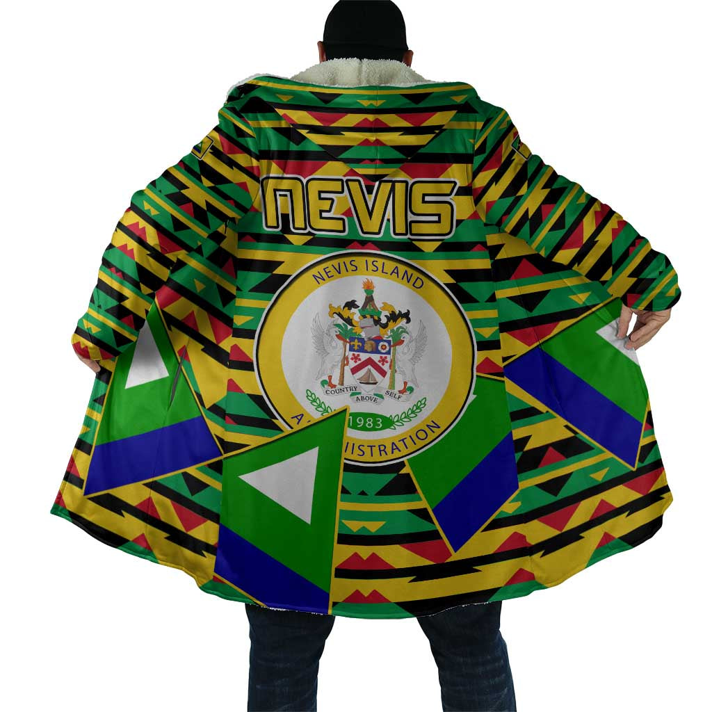 Nevis in Saint Kitts and Nevis Cloak Geometric Pattern and Coat of Arms - Wonder Print Shop