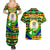 Nevis in Saint Kitts and Nevis Couples Matching Summer Maxi Dress and Hawaiian Shirt Geometric Pattern and Coat of Arms - Wonder Print Shop