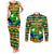 Nevis in Saint Kitts and Nevis Couples Matching Tank Maxi Dress and Long Sleeve Button Shirt Geometric Pattern and Coat of Arms - Wonder Print Shop