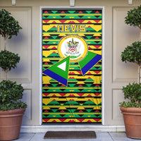 Nevis in Saint Kitts and Nevis Door Cover Geometric Pattern and Coat of Arms - Wonder Print Shop