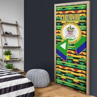 Nevis in Saint Kitts and Nevis Door Cover Geometric Pattern and Coat of Arms - Wonder Print Shop